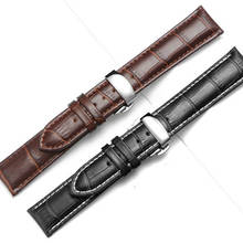 Butterfly Buckle Leather Watch Band Leather Strap 14mm 16mm 18mm 19mm 20mm 21mm 22mm 24mm Watchband 2024 - buy cheap
