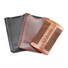 Sandalwood Beard Comb & Leather Case Anti-Static Pocket Comb with Fine & Coarse Teeth For Beard Hair & Mustaches 2024 - buy cheap