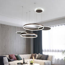 Candelabro LED de círculo dorado/marrón contemporáneo para dormitorio, restaurante, sala de estar, fuente de luz cambiable, luz nórdica para decoración del hogar 2024 - compra barato