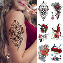 Водостойкая временная тату-наклейка, розовое сердце, флэш-тату, бабочка, кружево, цветок, боди-арт, переводка на руку, искусственная татуировка для женщин 2022 - купить недорого