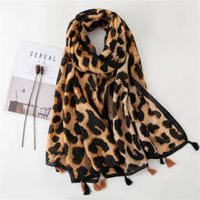 2021 moda feminina leopardo impressão cachecol 180*90cm leopardo roubou algodão fino quente grandes xales e envoltórios foulard femme cachecol 2024 - compre barato