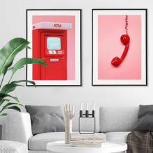 Decoracion Retro Telephone Receiver Poster Canvas Pink Cash Machine Wall Art Posters and Prints Wall Pictures for Living Room 2024 - buy cheap