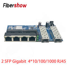 Gigabit Ethernet switch Fiber Optical Media Converter 4 RJ45 2 SFP 10/100/1000M UTP fiber Port Board PCBA 2024 - buy cheap