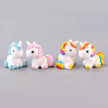 MINI Cartoon Various Unicorn Baby Birthday Miniature Cake Topper Decor Doll Rainbow Pony Children's Day Cute Gift DIY Ornaments 2024 - buy cheap