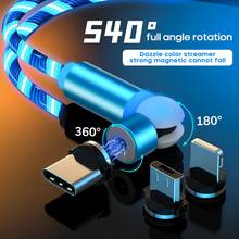 540° Glow Lighting Magnetic Charger Micro USB Type C Cable Fast Magnetic Charging USB C Wire for iPhone Huawei Samsung Data Cord 2024 - buy cheap