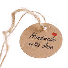 100pcs/lot Handmade With Love Labels Hang Tags Blank Kraft Paper With 20m String Tag Labels Party Favors Gift 2024 - buy cheap