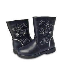 Super quality 1pair  zip Fashion Leather flower children boot,  blue Kid GIR shoes girls boots 2024 - buy cheap