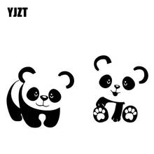 YJZT 17,1 CM * 8,7 CM adorable caricatura Panda coche maletero decodificador coche pegatina vinilo calcomanía negro/plata C4-2597 2024 - compra barato