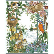 Animais pelo lago padrões contados 11ct 14ct 18ct ponto cruz conjunto diy kits de ponto cruz bordado needlework decoração de casa 2024 - compre barato