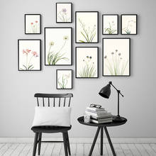 Póster de lona con planta verde para pared, pintura impresa minimalista nórdica, imagen moderna para decoración de sala de estar 2024 - compra barato