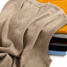Suéter de cachemira sin mangas para hombre, chaleco con cuello en V, ropa de punto, primavera y otoño 2024 - compra barato
