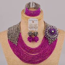 Conjunto de joyería para dama de honor, collar de cristal púrpura para Banquete de compromiso, boda nigeriana, novia africana, LS-91 2024 - compra barato