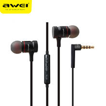Awei ES-70TY Wired Earphone Earbuds Stereo Headset With Microphone Metal In Ear Super Bass Earpiece For iphone Samsung Xiaomi 2024 - buy cheap