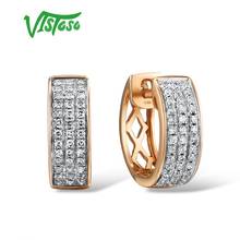 VISTOSO-Pendientes de oro rosa 585 de 14K para mujer, glamurosos y brillantes de diamantes, joyería fina de compromiso de lujo para boda 2024 - compra barato