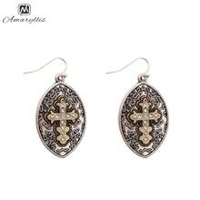 Amaiyllis Vintage Metal Christian Dangle Earrings For Women Religious Cross Drop Earrings Retro Geo Earrings Pendientes Brincos 2024 - buy cheap