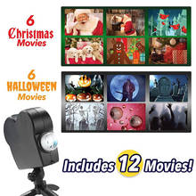 Projetor de luz laser para janela de natal, com 12 filmes refletores, luzes para festa de halloween, decoração de casa, interior e externo 2024 - compre barato