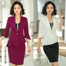 New 2020 Fashion Skirt Suits for Women Business Suits Blazer and Jacket Sets Work Wear Clothes 2024 - buy cheap