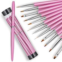 12 Pcs Nail Art Brush Set Nail Art Painting Drawing Pen Builder Flat Gradient Line UV Gel Acrylic Tips Design Manicure Tools 2024 - купить недорого