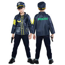 Fantasia azul de policial para meninos, traje de halloween para crianças, uniforme de policial, vestido chique de carnaval, festa 2024 - compre barato