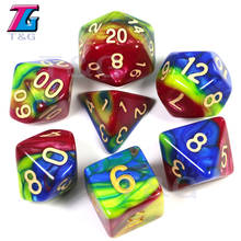 Juego de dados de colores, 7 unids/set/juego, mezcla de 3 colores, rojo, amarillo, azul, TRPG poliédrico, para DND, D4-D2, juego de mesa 2024 - compra barato