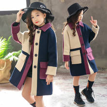 Abrigo de lana para niñas, chaqueta cálida de retales, rompevientos de lana a la moda, novedad, Invierno 2024 - compra barato