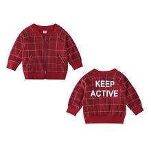 2020 New Fall Autumn 0-24M Toddler Baby Girl Boy Red Plaid KEEP ACTIVE Back Letter Print Zipper Jacket Pockets Long Sleeve Coat 2024 - buy cheap