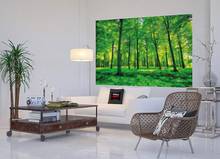 Papel de parede foto customizada 3d, adesivo de parede para decoração ao ar livre com floresta verde e arte removível para mural 2024 - compre barato