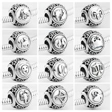 925 Sterling Silver fashion 12 Constellation Star Zodiac beads charms Fit Original JIUHAO Charm Bracelet Jewelry making 2024 - buy cheap