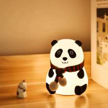 Newest Silicone Panda LED Night Night Touch Sensor Colorful USB Rechargeable Bedroom Bedside Lamp for Children Kids Baby Gift 2024 - buy cheap