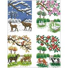 Four seasons outside the window patterns Counted Cross Stitch 11CT 14CT 18CT DIY Cross Stitch Kits Embroidery Needlework Sets 2024 - buy cheap