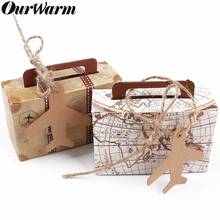 OurWarm 10pcs Kraft Paper Candy Gift Box Mini Suitcase Gifts Bags Party Favors For Guests Wedding Baby Shower Birthday Decoratio 2024 - buy cheap