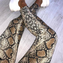 Pantalones pitillo con estampado de piel de serpiente para mujer, de cintura alta Leggings largos, ajustados, elásticos 2024 - compra barato