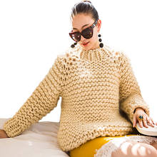 Invierno 2020 Suéter ultragrueso de líneas gruesas de gran tamaño Envío gratis Suéter cómodo y suave Suéter de mano pura para mujer 2024 - compra barato