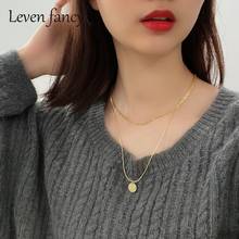Luxury 925 Sterling Silver Jewelry Women Double Layer Chain Gold Necklace Wholesale Jewelry Coin Pendant bohemian Necklace 2024 - buy cheap
