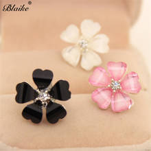 Blaike Silver Color White/Black/Pink Flower Stud Earrings For Women Wedding Party Earrings Jewelry Birthday Gifts 2024 - buy cheap