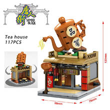 Architecture Mini Creative City Chinatown Street View Building Blocks Store Fabric Shop Tea House Bricks Figures Toys kids gifts 2024 - buy cheap