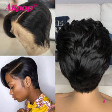 Alipop 13x4 Short Lace Front Wigs Pixie Cut Wig Natural Black Color Brazilian Straight Remy Hair 150% Density Lace Front Human H 2024 - buy cheap