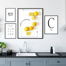 Minimalismo arte limões bon appetit massas pintura da lona cartazes e cópias da parede fotos para cozinha sala nordic decoração casa 2024 - compre barato