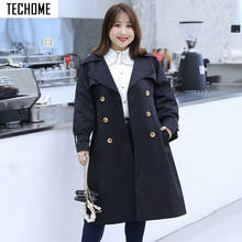 Long Trench Coat Oversize Trench Coat Women Waistline578 2019 Spring Autumn Solid color Windbreaker Female Slim Fashion#NVwt1118 2024 - buy cheap