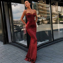 Ziamonga Fashion Women's Sexy Strapless Dress Magical Sequins Long Dress Spaghetti Strap Evening Party Female 2020 Dresses 2024 - buy cheap