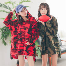 2019 autumn women's Korean version of the loose casual long section long-sleeved camouflage t-shirt dress long sleeve clothes 2024 - buy cheap