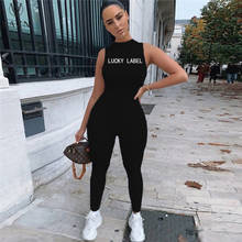 VAZN 2021 Tracksuits Lucky Label Letter Soft Elastic Free Young Sexy Daily Style Tank Sleeve Women Pencil Jumpsuits 2024 - buy cheap