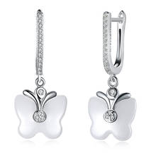 ZEMIOR-pendientes de plata de ley 925 con forma de mariposa para mujer, aretes colgantes de circonia cúbica, joyería fina de compromiso, color blanco 2024 - compra barato