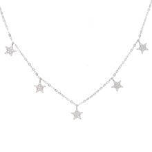 Gargantilla delicada de 100% Plata de Ley 925 para mujer, collar con abalorio de circonia cúbica con forma de estrella para colgante, multicapa 2024 - compra barato