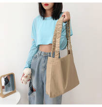Korean Fashion Pleated Strap Shoulder Bag Women Pure Color Big Bag Collage Student Book Bag Women Messenger Bag Designer Bags 2024 - buy cheap