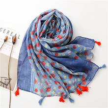 2021 модные новые с цветочным рисунком хлопковый шарф с кисточками 10 шт./лот 2024 - купить недорого