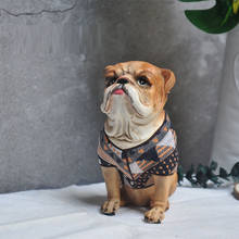 WU CHEN LONG Bulldog Art Sculpture Pug Dog Statue Resin Crafts European Animal Figurine Home Office Decoration R5325 2024 - buy cheap