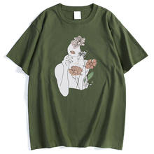 Camiseta con estampado creativo de flores para hombre, ropa deportiva fina, suave, moderna, de calidad 2024 - compra barato