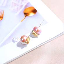 DAIMI Pearl Earrings 925 sterling silver Flower Bone 9-10mm Freshwater Pearl Studs Earrings For Women Gift 2024 - buy cheap