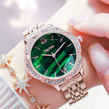 Luxury Diamond Green Women Watches Stainless Steel Female Clock Wrist Watch Waterproof Rhinestone relogio feminino montre femme 2024 - buy cheap